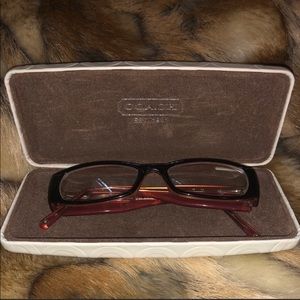 Brown and mauve Coach glasses.
